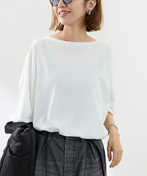 FRAMeWORK(フレームワーク)の「ドライタッチ加工SS-Tee(Tシャツ/カットソー・レディース・ネイビー/ホワイト/ブラウン/ブルー・FREE)」の9枚目の写真