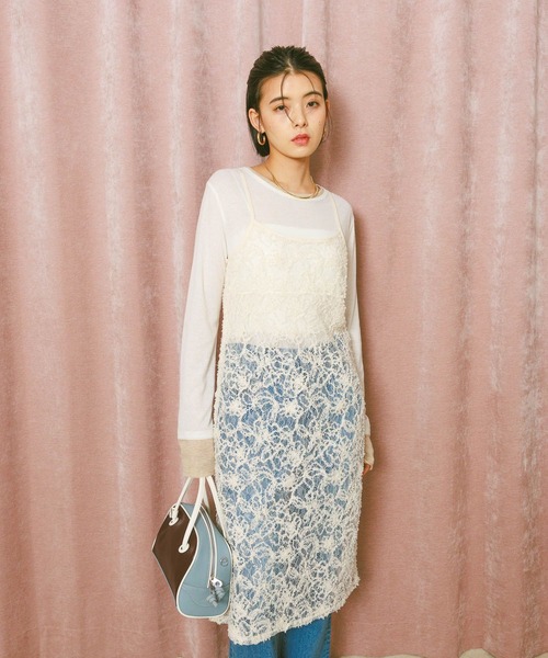 BAYFLOW（ベイフロー）の「モヘアレースキャミワンピース（ワンピース・レディース・ホワイト・FREE）」の5枚目の写真