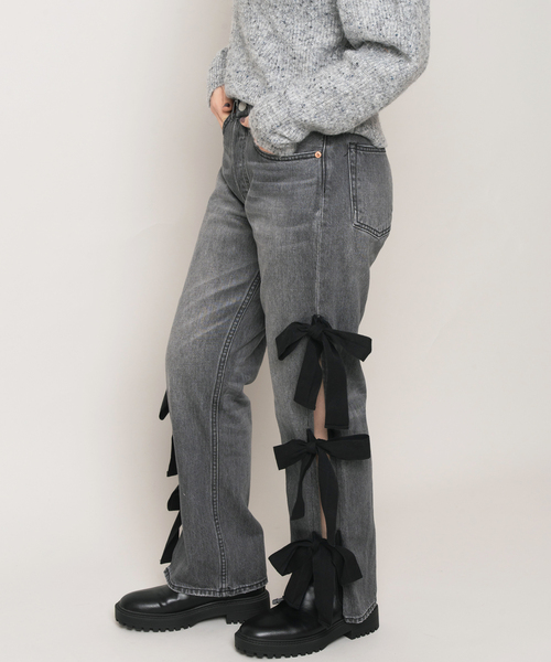 新品【BONUM】完売商品 レアリボンデニムパンツ スリットリボンデニムパンツ（デニムパンツ）｜Bonum（ボナム