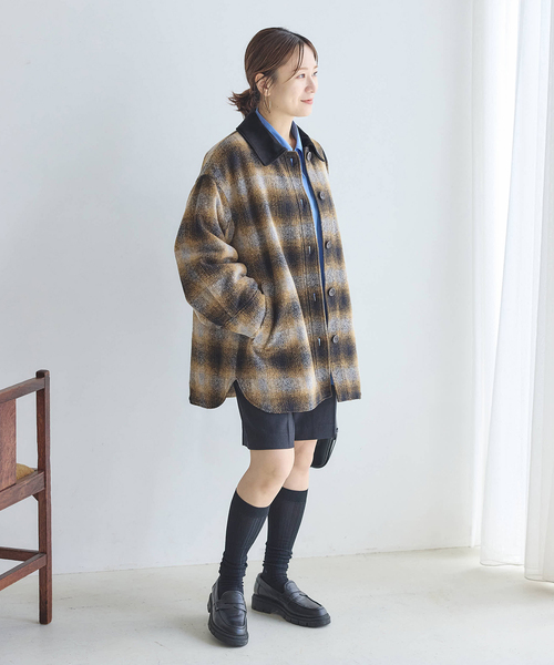 JOURNAL STANDARD（ジャーナルスタンダード）の「Mapel Flannel Check ブルゾン（カバーオール・レディース・ブラウン/イエロー・FREE）」の4枚目の写真
