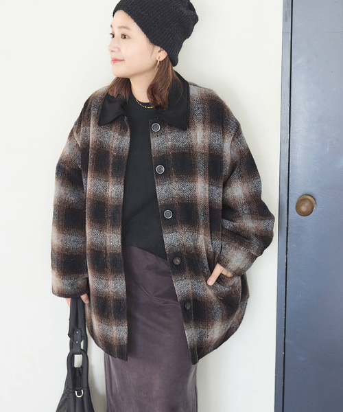 JOURNAL STANDARD（ジャーナルスタンダード）の「Mapel Flannel Check ブルゾン（カバーオール・レディース・ブラウン/イエロー・FREE）」の8枚目の写真