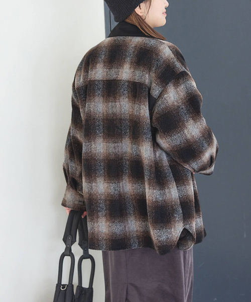 JOURNAL STANDARD（ジャーナルスタンダード）の「Mapel Flannel Check ブルゾン（カバーオール・レディース・ブラウン/イエロー・FREE）」の9枚目の写真
