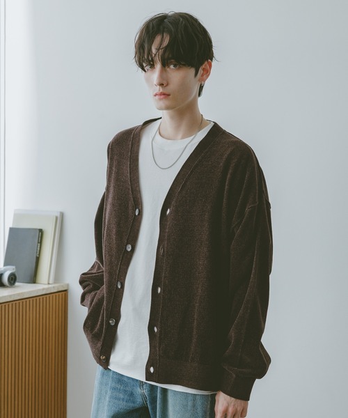 RAGEBLUE（レイジブルー）の「ハイゲージモールニットカーディガン（カーディガン/ボレロ・メンズ・ブラウン/グリーン/ブラック・LARGE/MEDIUM）」の2枚目の写真