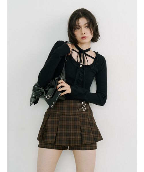 jouetie（ジュエティ）の「ベルトプリーツミニスカパン（スカート・レディース・グレー/ネイビー/ブラウン・MEDIUM）」の22枚目の写真