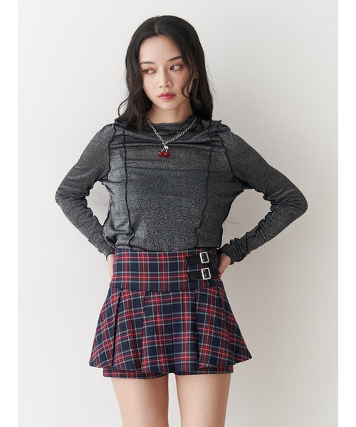 jouetie（ジュエティ）の「ベルトプリーツミニスカパン（スカート・レディース・グレー/ネイビー/ブラウン・MEDIUM）」の12枚目の写真