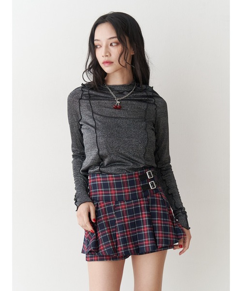 jouetie（ジュエティ）の「ベルトプリーツミニスカパン（スカート・レディース・グレー/ネイビー/ブラウン・MEDIUM）」の15枚目の写真