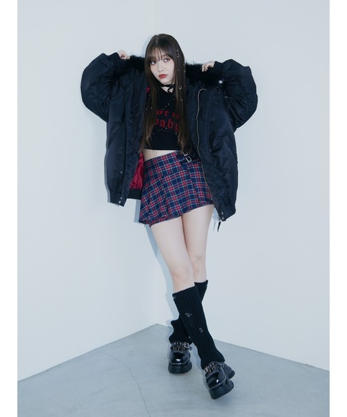 jouetie（ジュエティ）の「ベルトプリーツミニスカパン（スカート・レディース・グレー/ネイビー/ブラウン・MEDIUM）」の8枚目の写真