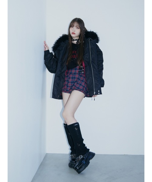 jouetie（ジュエティ）の「ベルトプリーツミニスカパン（スカート・レディース・グレー/ネイビー/ブラウン・MEDIUM）」の14枚目の写真