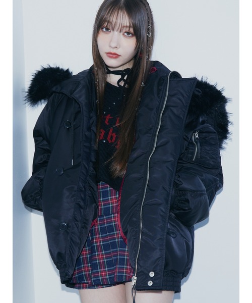 jouetie（ジュエティ）の「ベルトプリーツミニスカパン（スカート・レディース・グレー/ネイビー/ブラウン・MEDIUM）」の4枚目の写真