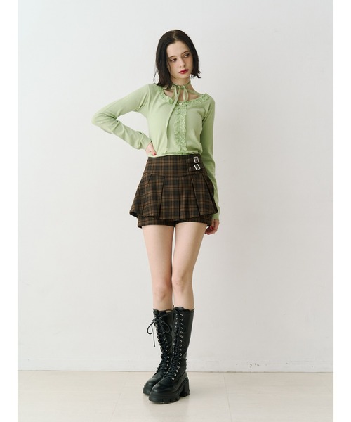 jouetie（ジュエティ）の「ベルトプリーツミニスカパン（スカート・レディース・グレー/ネイビー/ブラウン・MEDIUM）」の18枚目の写真