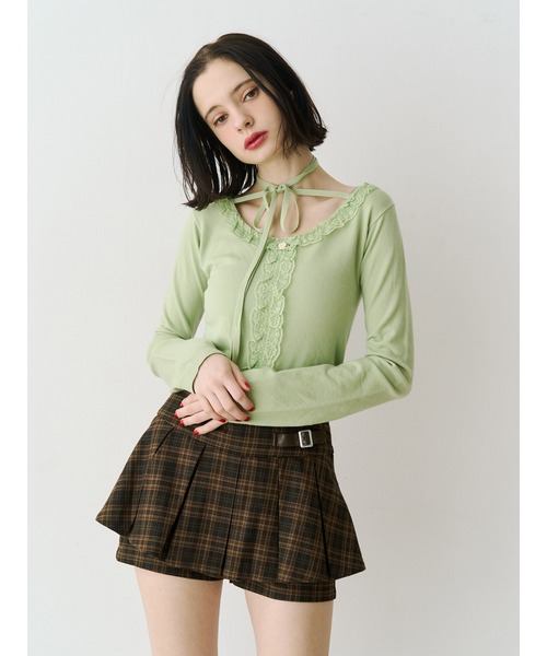 jouetie（ジュエティ）の「ベルトプリーツミニスカパン（スカート・レディース・グレー/ネイビー/ブラウン・MEDIUM）」の16枚目の写真