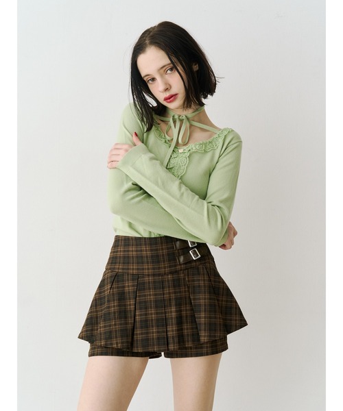 jouetie（ジュエティ）の「ベルトプリーツミニスカパン（スカート・レディース・グレー/ネイビー/ブラウン・MEDIUM）」の17枚目の写真