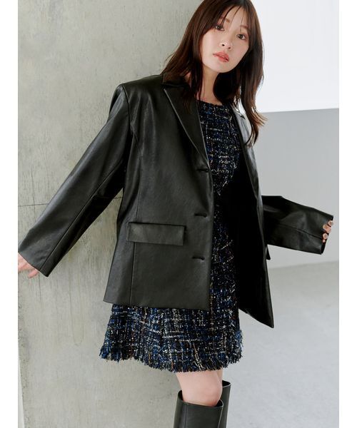 【新品未使用】【完売品】 snidel シアージャケット　ダークブラウン バリエオーバーサイズジャケット（テーラードジャケット