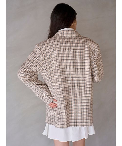 SNIDEL（スナイデル）の「バリエオーバーサイズジャケット（テーラードジャケット・レディース・チェック/ブラウン/ブラック・F）」の8枚目の写真