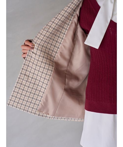 SNIDEL（スナイデル）の「バリエオーバーサイズジャケット（テーラードジャケット・レディース・チェック/ブラウン/ブラック・F）」の14枚目の写真