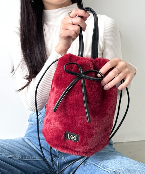 Lee(リー)の「Lee/リー フェイク ラビットファー 2WAY 巾着ショルダー/リボン/ハンドバッグ/バレエコア ティアード(ショルダーバッグ・レディース・ブラック/ベージュ/グレイッシュベージュ/ワイン・FREE)」の20枚目の写真
