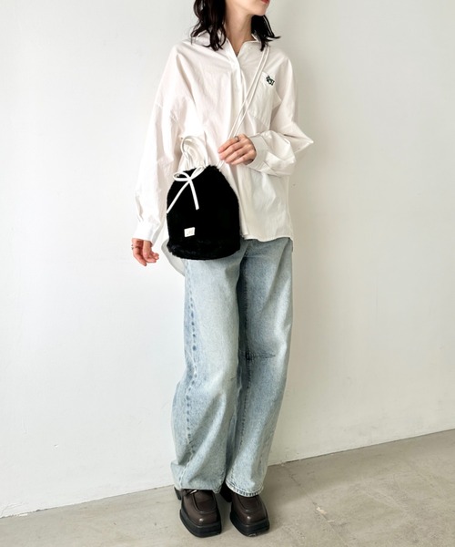 Lee(リー)の「Lee/リー フェイク ラビットファー 2WAY 巾着ショルダー/リボン/ハンドバッグ/バレエコア ティアード(ショルダーバッグ・レディース・ブラック/ベージュ/グレイッシュベージュ/ワイン・FREE)」の18枚目の写真