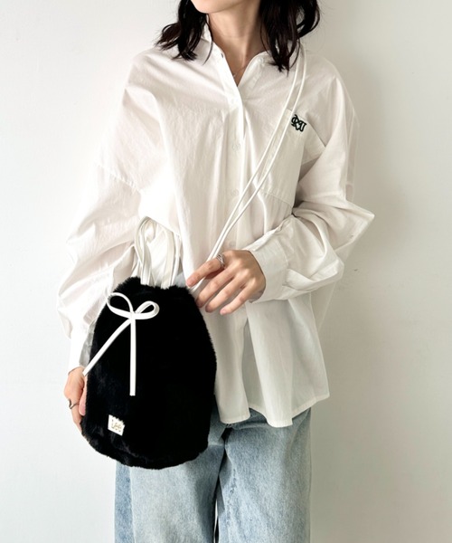 Lee(リー)の「Lee/リー フェイク ラビットファー 2WAY 巾着ショルダー/リボン/ハンドバッグ/バレエコア ティアード(ショルダーバッグ・レディース・ブラック/ベージュ/グレイッシュベージュ/ワイン・FREE)」の15枚目の写真