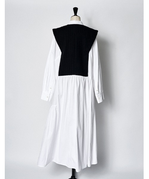 RUMCHE（ラムシェ）の「Knit Bonding Shirt Dress / ニットボンディングシャツドレス（シャツワンピース・レディース・ホワイト/ブラック・FREE）」の19枚目の写真