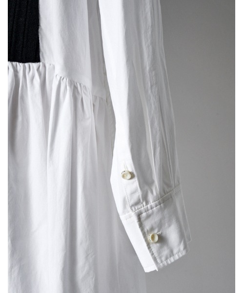 RUMCHE（ラムシェ）の「Knit Bonding Shirt Dress / ニットボンディングシャツドレス（シャツワンピース・レディース・ホワイト/ブラック・FREE）」の14枚目の写真