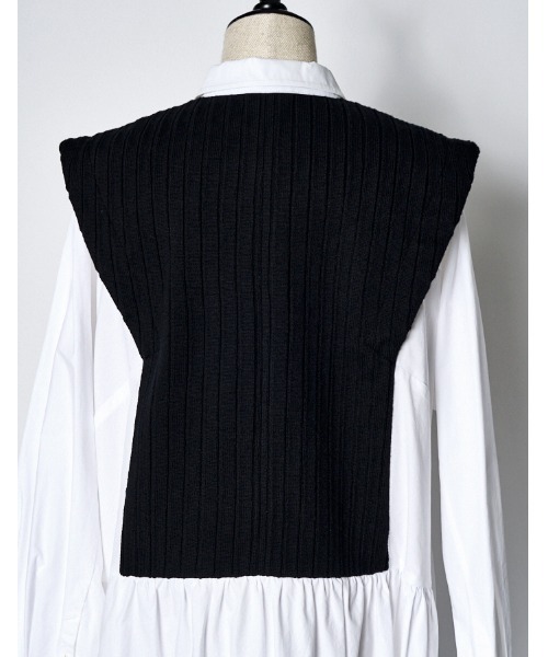 RUMCHE（ラムシェ）の「Knit Bonding Shirt Dress / ニットボンディングシャツドレス（シャツワンピース・レディース・ホワイト/ブラック・FREE）」の21枚目の写真