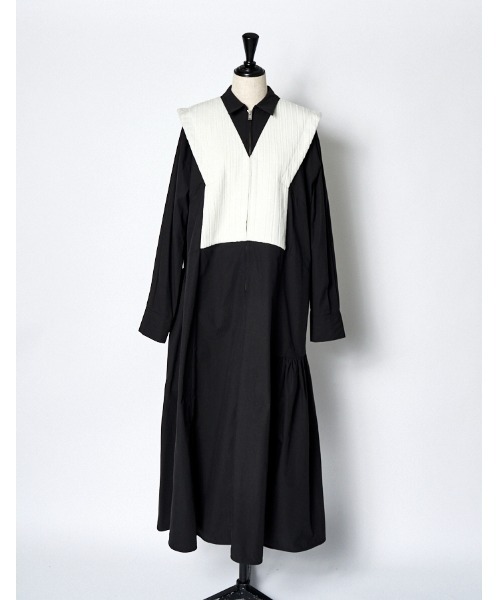 RUMCHE（ラムシェ）の「Knit Bonding Shirt Dress / ニットボンディングシャツドレス（シャツワンピース・レディース・ホワイト/ブラック・FREE）」の17枚目の写真