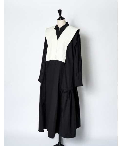 RUMCHE（ラムシェ）の「Knit Bonding Shirt Dress / ニットボンディングシャツドレス（シャツワンピース・レディース・ホワイト/ブラック・FREE）」の18枚目の写真