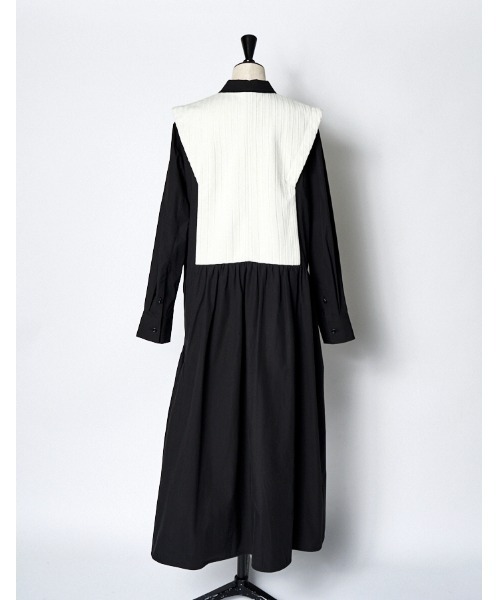 RUMCHE（ラムシェ）の「Knit Bonding Shirt Dress / ニットボンディングシャツドレス（シャツワンピース・レディース・ホワイト/ブラック・FREE）」の7枚目の写真