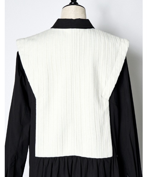RUMCHE（ラムシェ）の「Knit Bonding Shirt Dress / ニットボンディングシャツドレス（シャツワンピース・レディース・ホワイト/ブラック・FREE）」の9枚目の写真