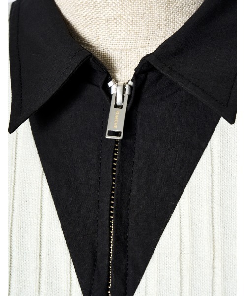 RUMCHE（ラムシェ）の「Knit Bonding Shirt Dress / ニットボンディングシャツドレス（シャツワンピース・レディース・ホワイト/ブラック・FREE）」の10枚目の写真