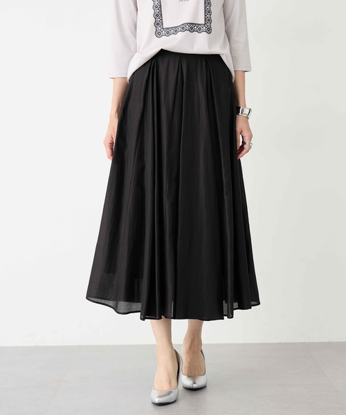 A/C DESIGN BY ALPHA CUBIC(エーシーデザインバイアルファキュービック)の「シアーフレアスカート(スカート・レディース・モカ/ブラック・67/61/64)」の9枚目の写真