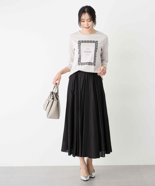 A/C DESIGN BY ALPHA CUBIC(エーシーデザインバイアルファキュービック)の「シアーフレアスカート(スカート・レディース・モカ/ブラック・67/61/64)」の10枚目の写真