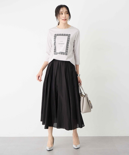 A/C DESIGN BY ALPHA CUBIC(エーシーデザインバイアルファキュービック)の「シアーフレアスカート(スカート・レディース・モカ/ブラック・67/61/64)」の11枚目の写真