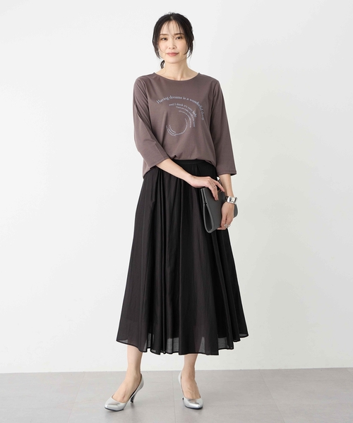 A/C DESIGN BY ALPHA CUBIC(エーシーデザインバイアルファキュービック)の「シアーフレアスカート(スカート・レディース・モカ/ブラック・67/61/64)」の12枚目の写真
