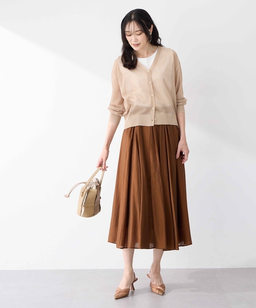 A/C DESIGN BY ALPHA CUBIC(エーシーデザインバイアルファキュービック)の「シアーフレアスカート(スカート・レディース・モカ/ブラック・67/61/64)」の14枚目の写真