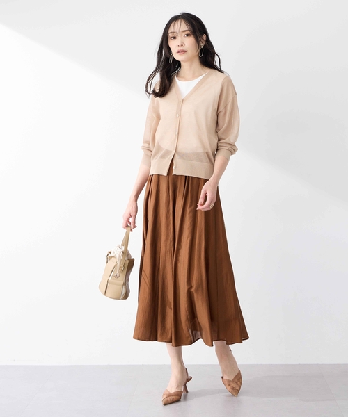 A/C DESIGN BY ALPHA CUBIC(エーシーデザインバイアルファキュービック)の「シアーフレアスカート(スカート・レディース・モカ/ブラック・67/61/64)」の15枚目の写真