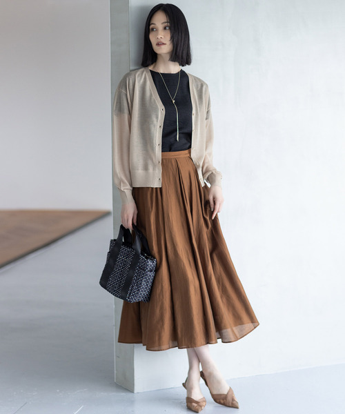 A/C DESIGN BY ALPHA CUBIC(エーシーデザインバイアルファキュービック)の「シアーフレアスカート(スカート・レディース・モカ/ブラック・67/61/64)」の21枚目の写真