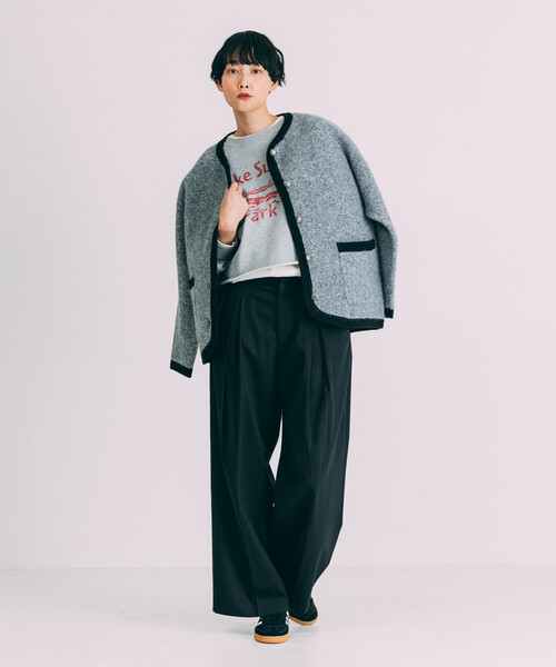 Freada(フリーダ)の「Freada/フリーダ タックワイドスラックスパンツ(その他パンツ・レディース・グレー/ブラック・MEDIUM/SMALL)」の5枚目の写真