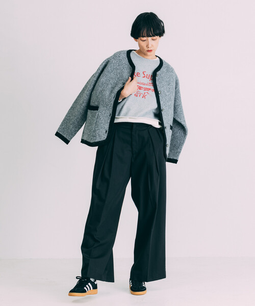 Freada(フリーダ)の「Freada/フリーダ タックワイドスラックスパンツ(その他パンツ・レディース・グレー/ブラック・MEDIUM/SMALL)」の6枚目の写真