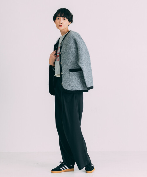 Freada(フリーダ)の「Freada/フリーダ タックワイドスラックスパンツ(その他パンツ・レディース・グレー/ブラック・MEDIUM/SMALL)」の7枚目の写真