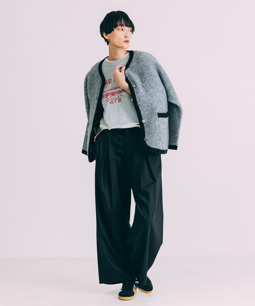 Freada(フリーダ)の「Freada/フリーダ タックワイドスラックスパンツ(その他パンツ・レディース・グレー/ブラック・MEDIUM/SMALL)」の9枚目の写真