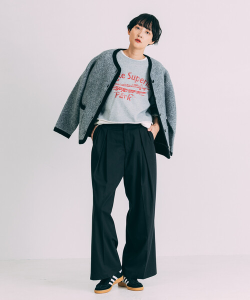 Freada(フリーダ)の「Freada/フリーダ タックワイドスラックスパンツ(その他パンツ・レディース・グレー/ブラック・MEDIUM/SMALL)」の10枚目の写真