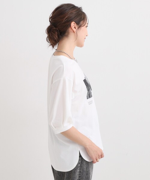 DRESKIP(ドレスキップ)の「【S-LL/ひんやり】大人の5分袖 プリントTシャツ(Tシャツ/カットソー・レディース・ワインレッド/ブラック/オフホワイト・01/02/04/03)」の5枚目の写真