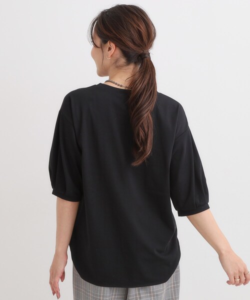 DRESKIP(ドレスキップ)の「【S-LL/ひんやり】大人の5分袖 プリントTシャツ(Tシャツ/カットソー・レディース・ワインレッド/ブラック/オフホワイト・01/02/04/03)」の9枚目の写真