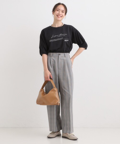 DRESKIP(ドレスキップ)の「【S-LL/ひんやり】大人の5分袖 プリントTシャツ(Tシャツ/カットソー・レディース・ワインレッド/ブラック/オフホワイト・01/02/04/03)」の10枚目の写真