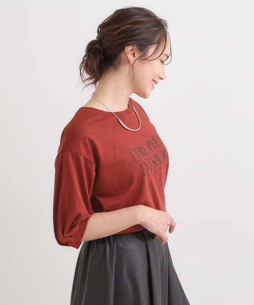 DRESKIP(ドレスキップ)の「【S-LL/ひんやり】大人の5分袖 プリントTシャツ(Tシャツ/カットソー・レディース・ワインレッド/ブラック/オフホワイト・01/02/04/03)」の13枚目の写真