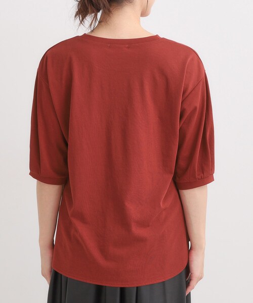 DRESKIP(ドレスキップ)の「【S-LL/ひんやり】大人の5分袖 プリントTシャツ(Tシャツ/カットソー・レディース・ワインレッド/ブラック/オフホワイト・01/02/04/03)」の18枚目の写真