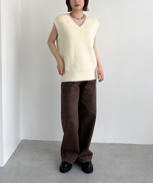 archives（アルシーヴ）の「ダブルフェイスフェザーニットベスト（ベスト・レディース・グレー/ブラウン/アイボリー・MEDIUM）」の9枚目の写真
