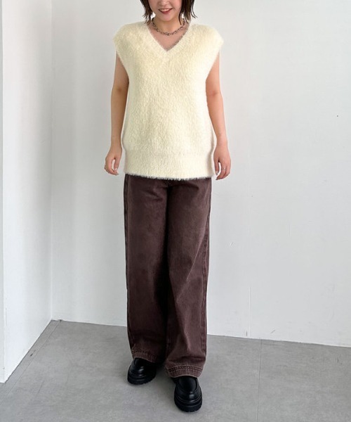 archives（アルシーヴ）の「ダブルフェイスフェザーニットベスト（ベスト・レディース・グレー/ブラウン/アイボリー・MEDIUM）」の10枚目の写真