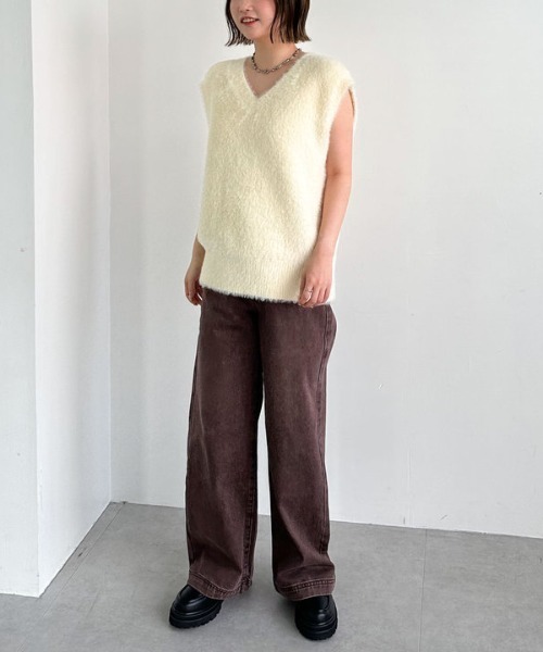 archives（アルシーヴ）の「ダブルフェイスフェザーニットベスト（ベスト・レディース・グレー/ブラウン/アイボリー・MEDIUM）」の11枚目の写真